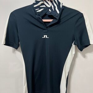J.Lindeberg Women's Zebra Collar Polo in Black and White